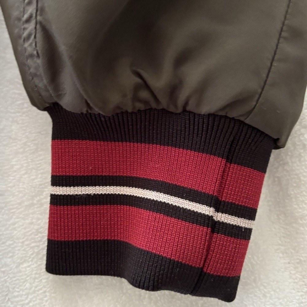 H&M Divided Bomber Jacket Womens 12 Olive Green Tiger Patch Varsity Streetwear - Picture 6 of 16